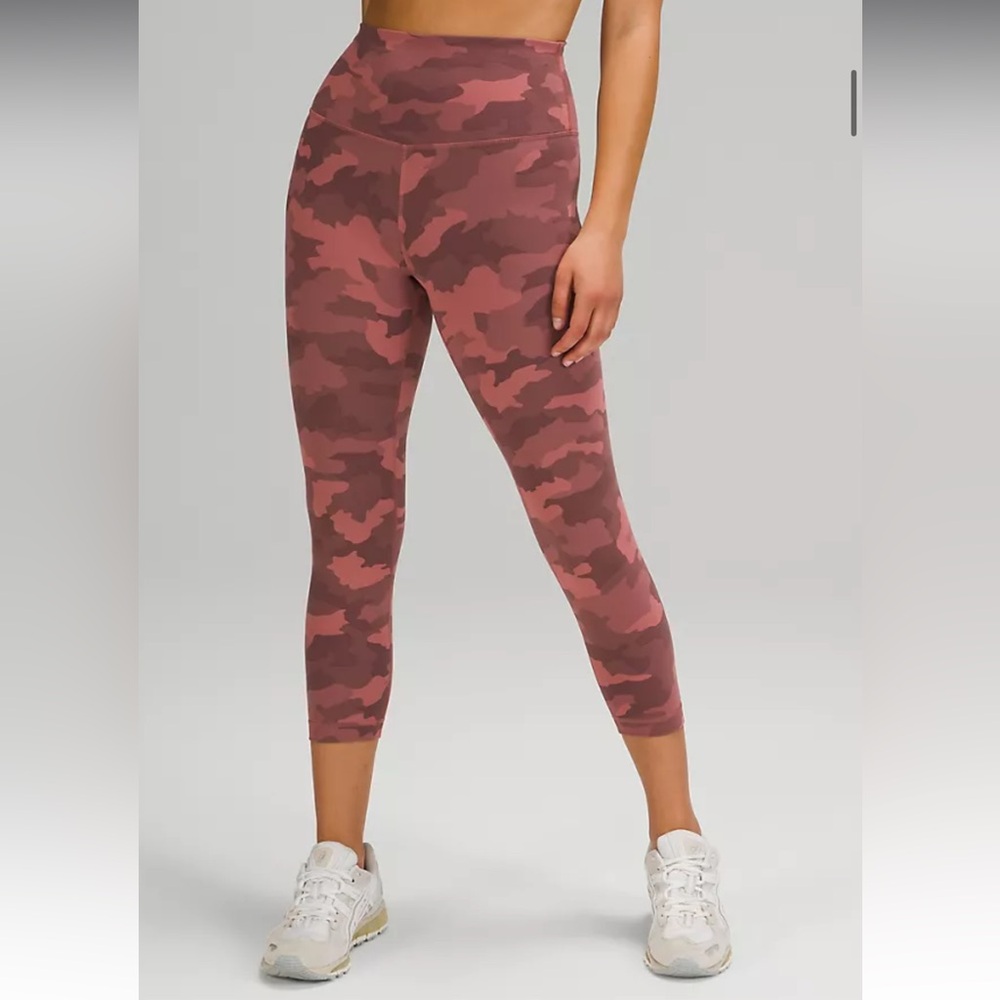 Lululemon WunderTrain High Rise Crop Pink Camo Leggings